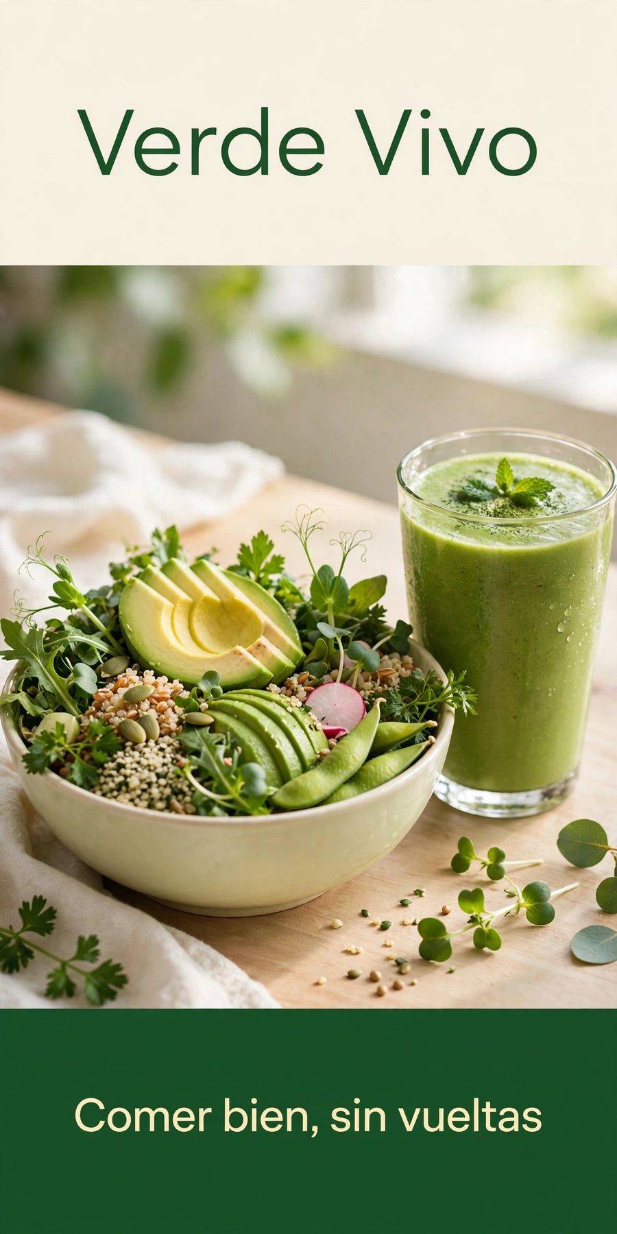 Sample piece for Verde Vivo (Healthy food · juices) designed by Desy